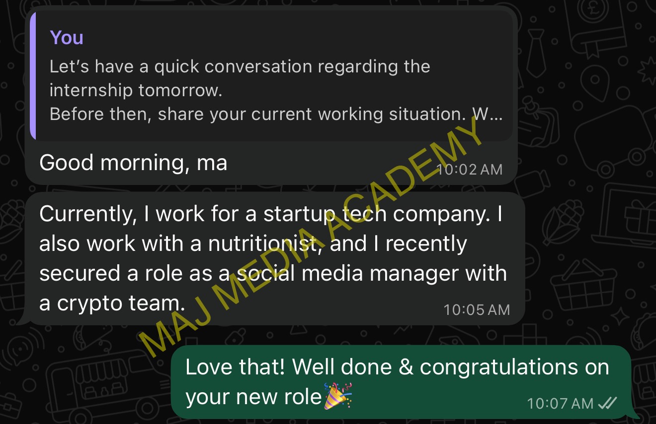 Student testimonial about securing a social media manager role